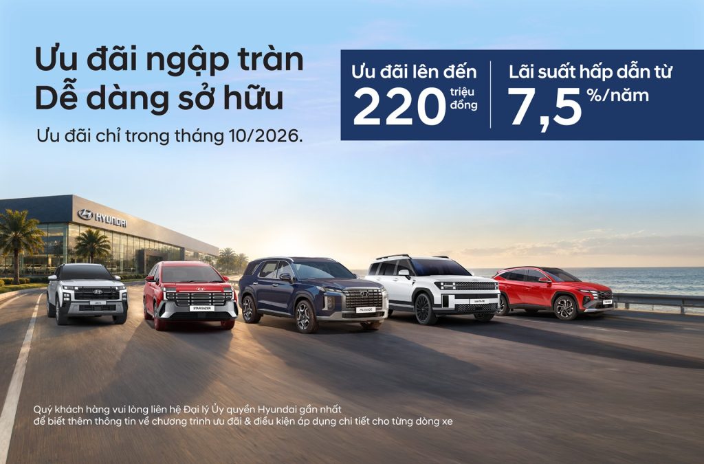 HYUNDAI THÀNH CÔNG SÔNG HÀN TRIỂN KHAI CHƯƠNG TRÌNH ƯU ĐÃI THÁNG 10 – “ƯU ĐÃI NGẬP TRÀN – DỄ DÀNG SỞ HỮU”